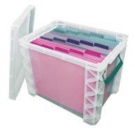 Super Stacker Plastic Storage Container With Built-In Handles And Snap Lid