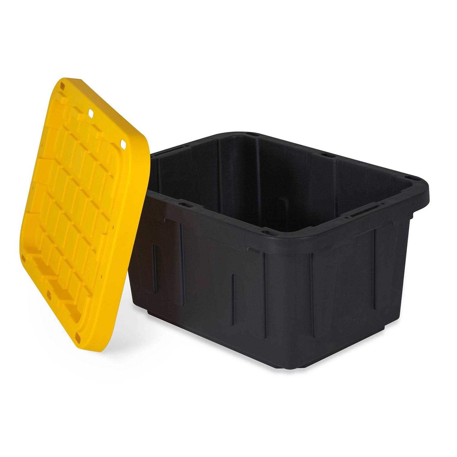 Tough Box 5 Gallon Black Storage Tote with Yellow Lid 5GTBXBLKYW - Image 2