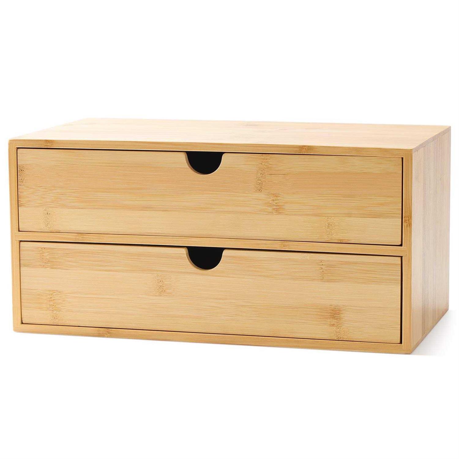 Wisuce 100 Original Bamboo Desk Organizer Mini Bamboo Desk Drawer Tabletop Storage Organization Box for Office Home Toiletries