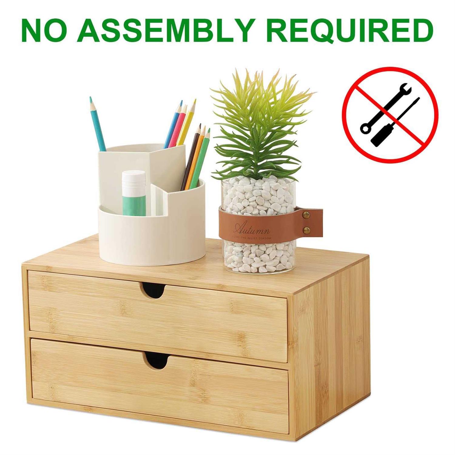 Wisuce 100 Original Bamboo Desk Organizer Mini Bamboo Desk Drawer Tabletop Storage Organization Box for Office Home Toiletries - Image 2