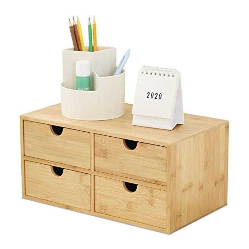 Wisuce 100 Original Bamboo Desk Organizer Mini Bamboo Desk Drawer Tabletop Storage Organization Box for Office Home Toiletries - Image 3