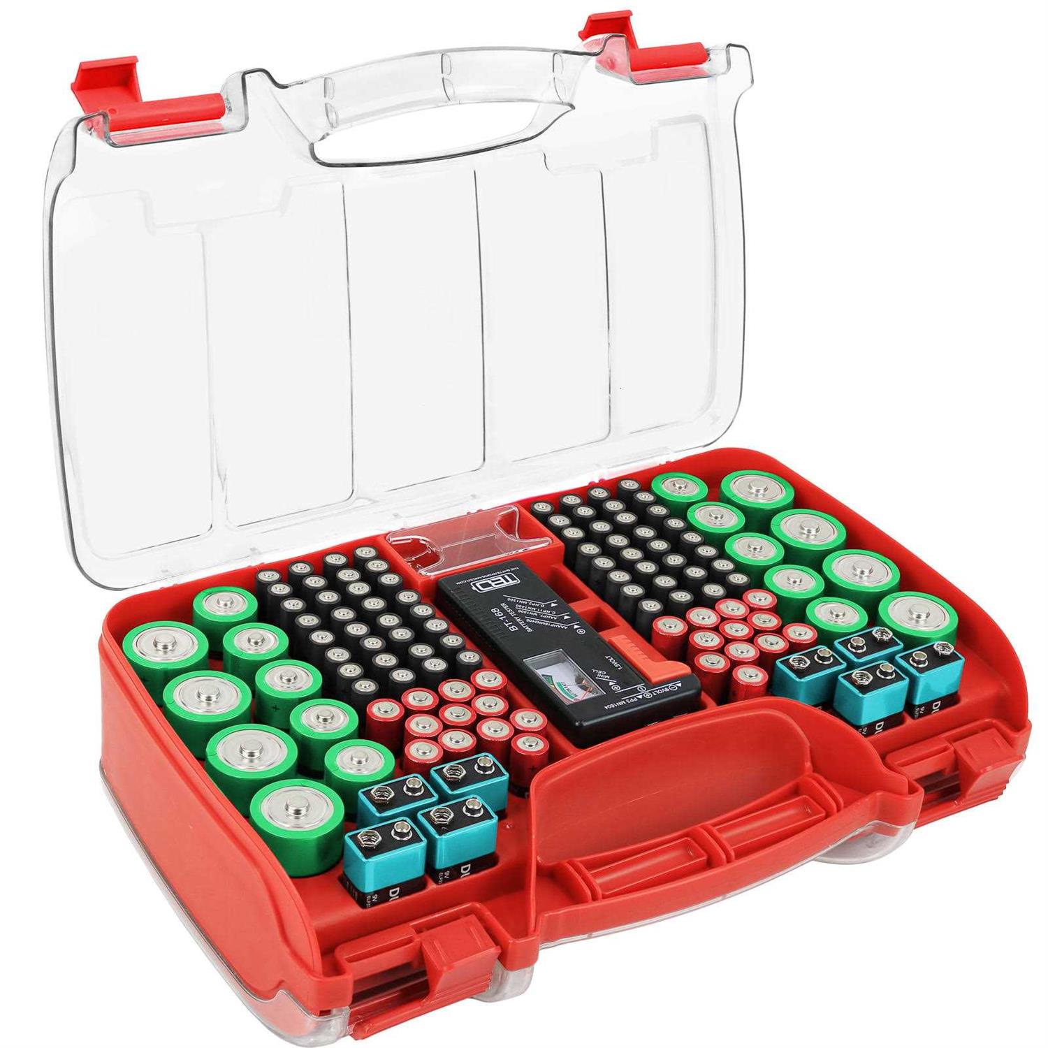 The Battery Organizer Storage Case with Hinged Clear Cover Battery Tester - Image 2