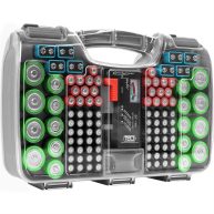 The Battery Organizer Storage Case with Hinged Clear Cover Battery Tester
