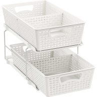 Simple Houseware 2 Tier Bathroom Organizer Tray Pull-Out Sliding Drawer/Under-Sink Storage