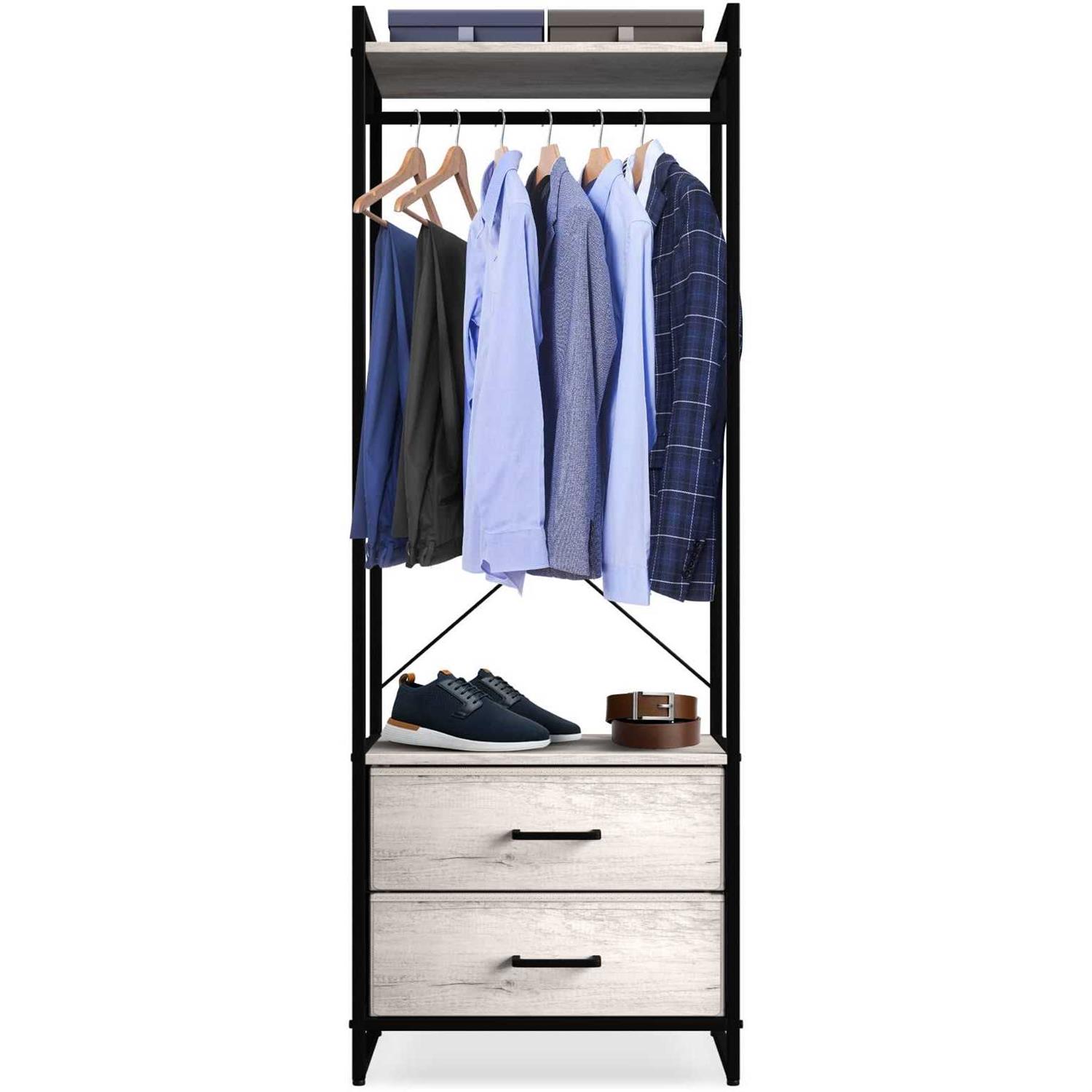 Sorbus Clothing Rack with Drawers Clothes Stand Dresser Wood Top