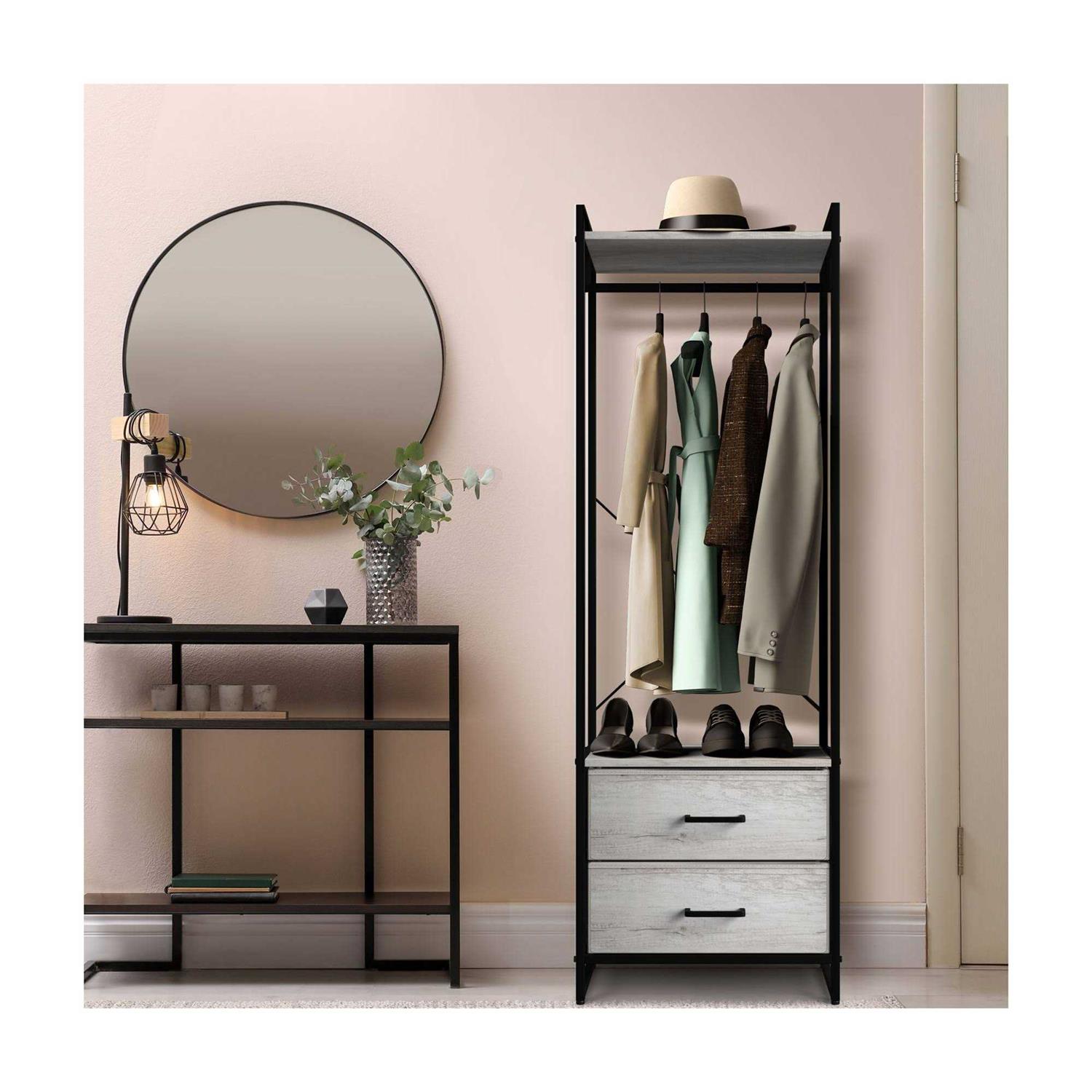 Sorbus Clothing Rack with Drawers Clothes Stand Dresser Wood Top - Image 2