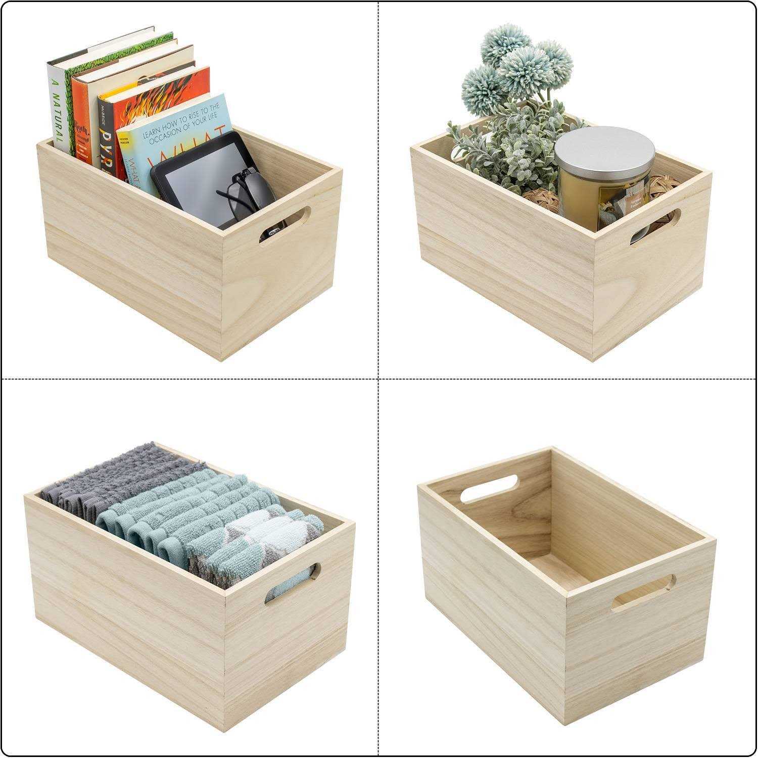 Sorbus Unfinished Wood Crates Organizer Bins Wooden Box for Pantry Organizer Storage - Image 4