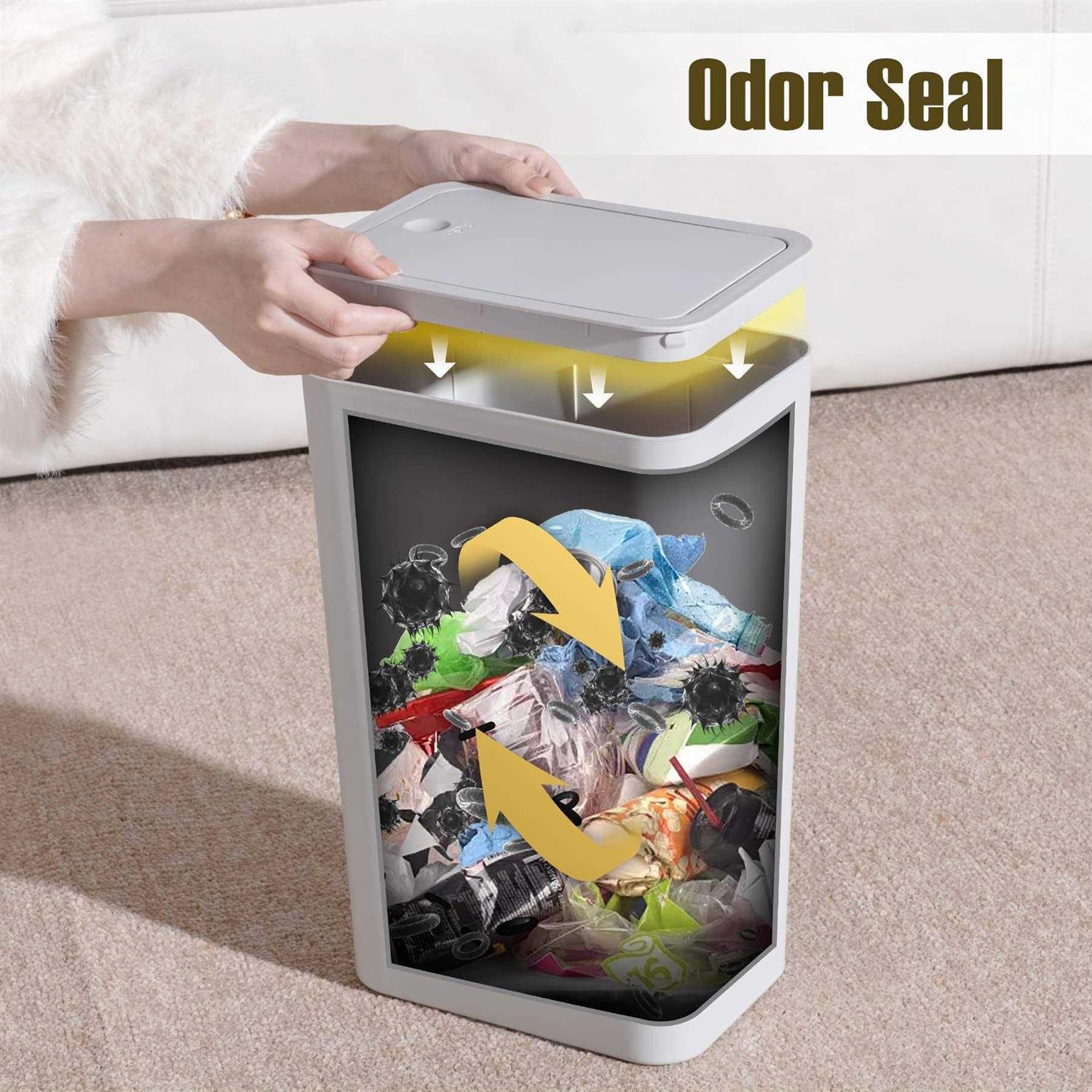 TrashAid Bathroom Trash Can with Lid 2.6 Gallon / 10 Liter Small Garbage Can with Press Top Lid - Image 2