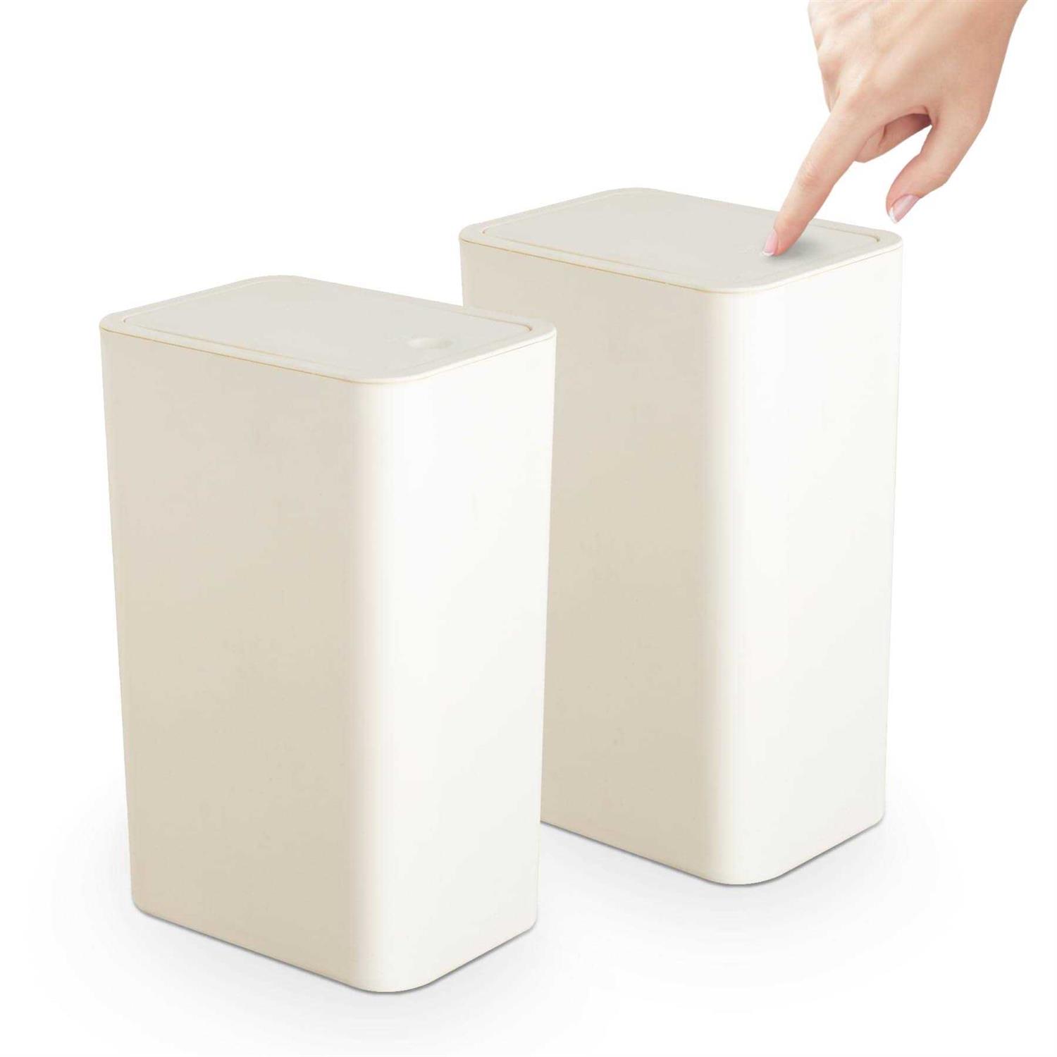 TrashAid Bathroom Trash Can with Lid 2.6 Gallon / 10 Liter Small Garbage Can with Press Top Lid