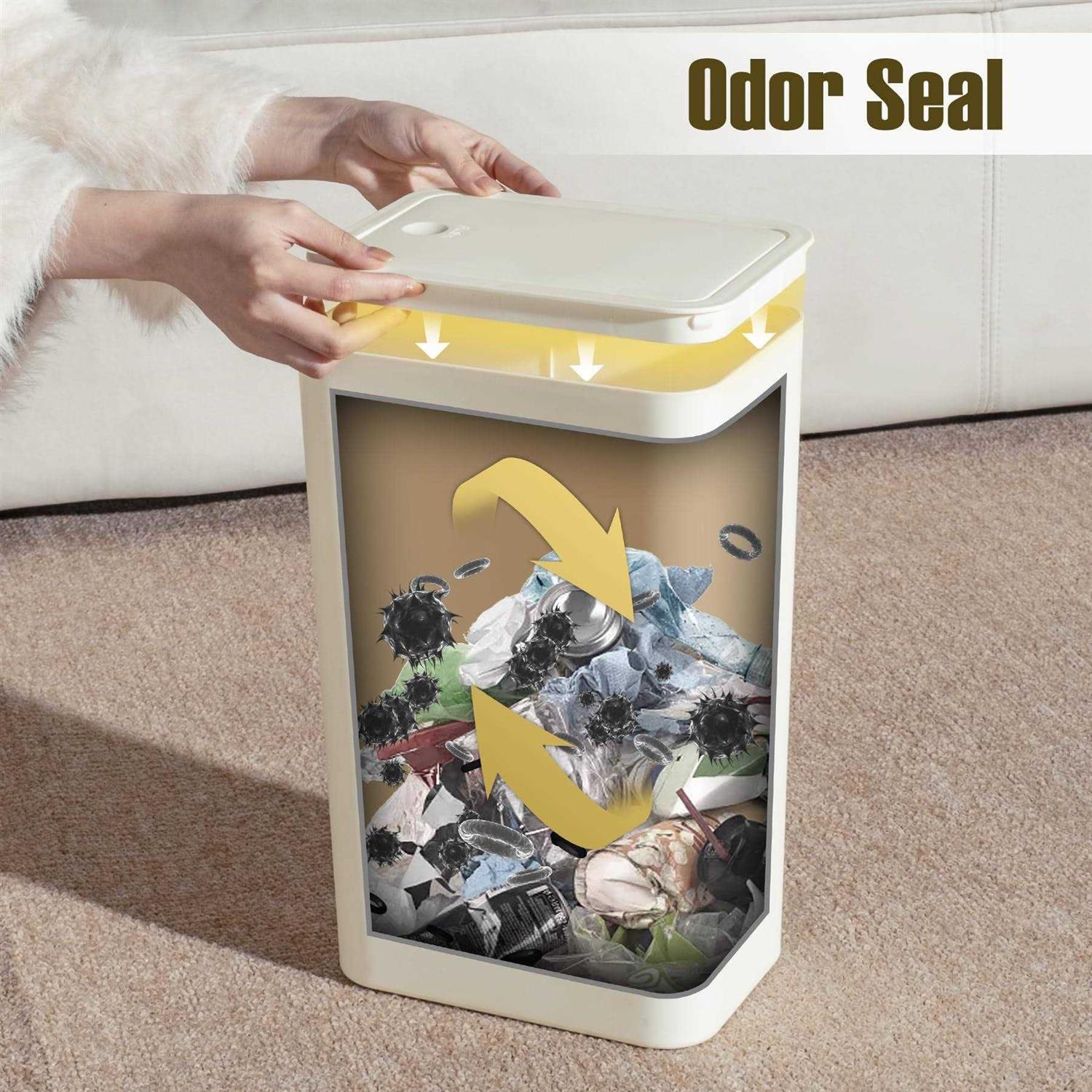 TrashAid Bathroom Trash Can with Lid 2.6 Gallon / 10 Liter Small Garbage Can with Press Top Lid - Image 3
