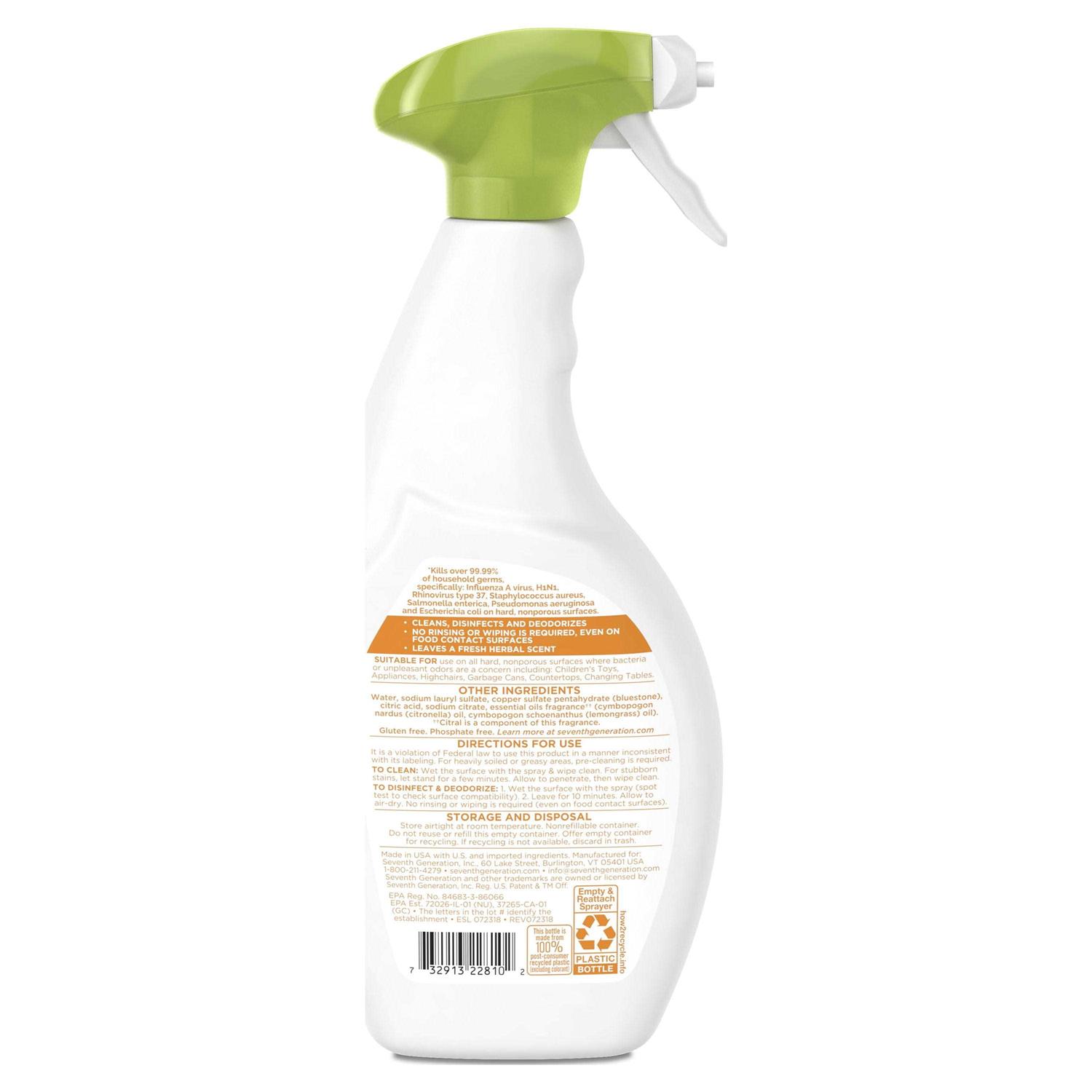 Seventh Generation Disinfecting Multi-Surface Cleaner, Lemongrass Citrus – 26 fl oz bottle - Image 3