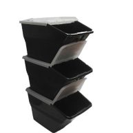 WTM BBCL Three Pack of Stackable Bins with Hinged Lids