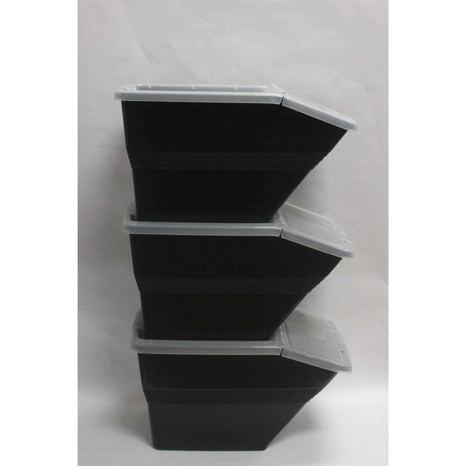 WTM BBCL Three Pack of Stackable Bins with Hinged Lids - Image 4