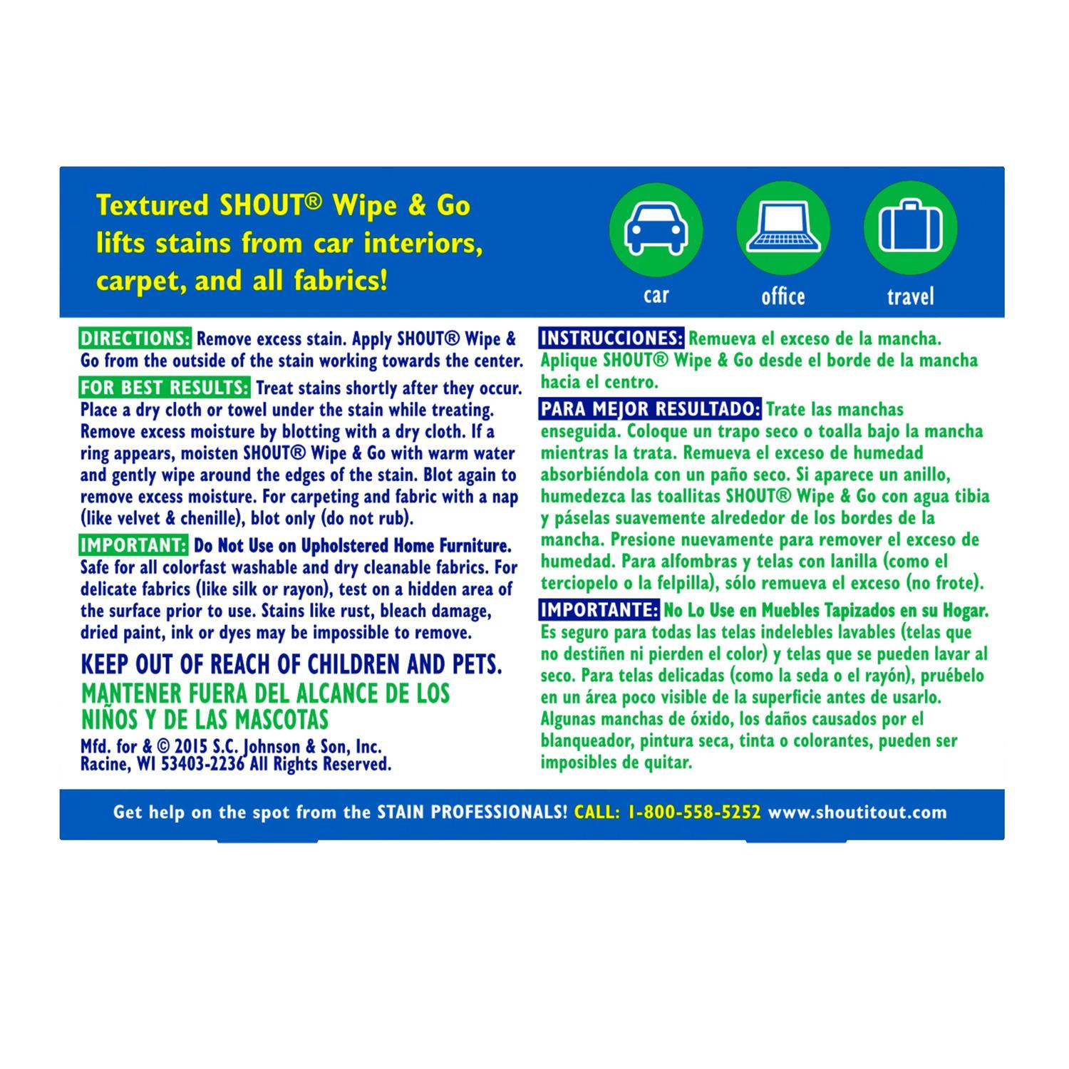Shout Wipe & Go Instant Stain Remover Wipes - Image 3