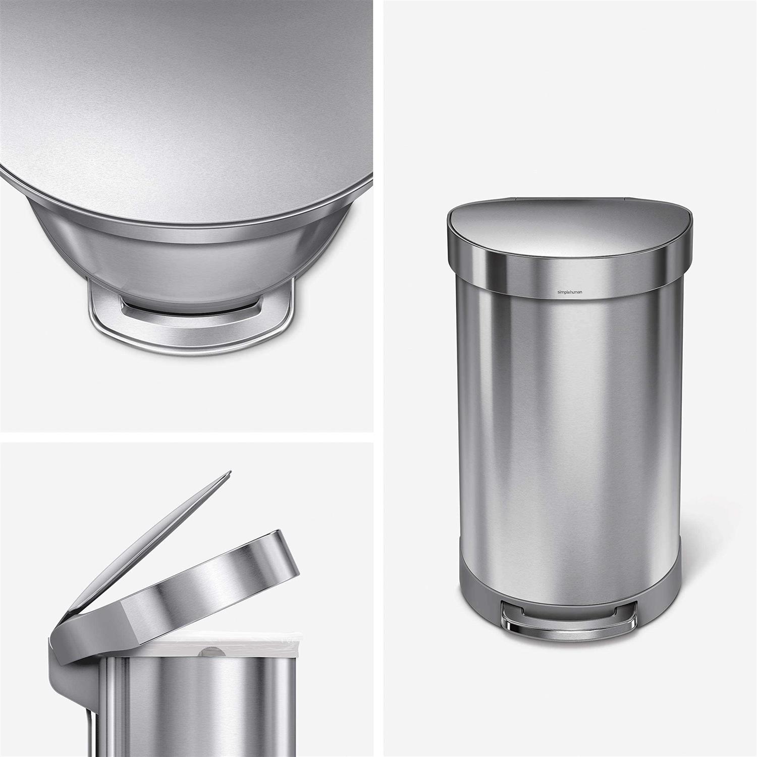 simplehuman 45L Semi Round Step Trash Can - Image 4