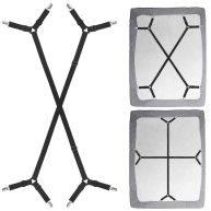Siaomo Sheet Suspenders Straps Adjustable Crisscross Bed Holder Clips Elastic Band Sheet Grippers,2Pcs/Set