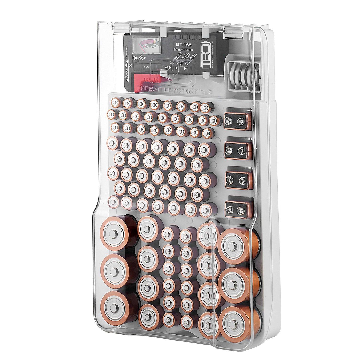 THE BATTERY ORGANISER The Battery and Tester with Cover, Battery Storage Organizer and Case