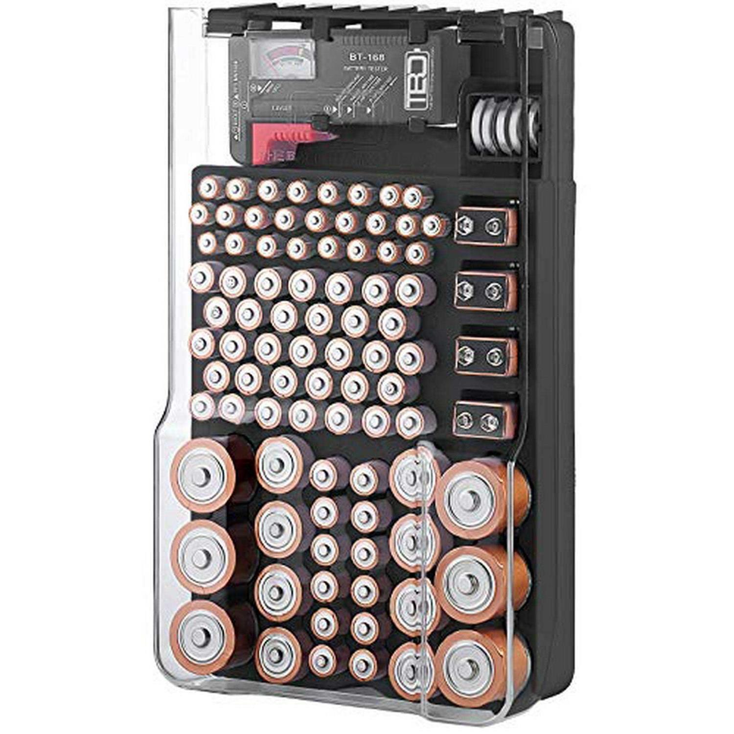 THE BATTERY ORGANISER The Battery and Tester with Cover, Battery Storage Organizer and Case