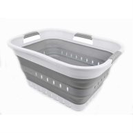 Sammart 30l Collapsible 3 Handled Plastic Laundry Basket Foldable Pop Up Storage Container/Organizer