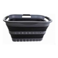 Sammart 30l Collapsible 3 Handled Plastic Laundry Basket Foldable Pop Up Storage Container/Organizer