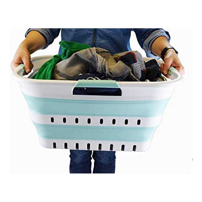 Sammart 30l Collapsible 3 Handled Plastic Laundry Basket Foldable Pop Up Storage Container/Organizer - Image 5