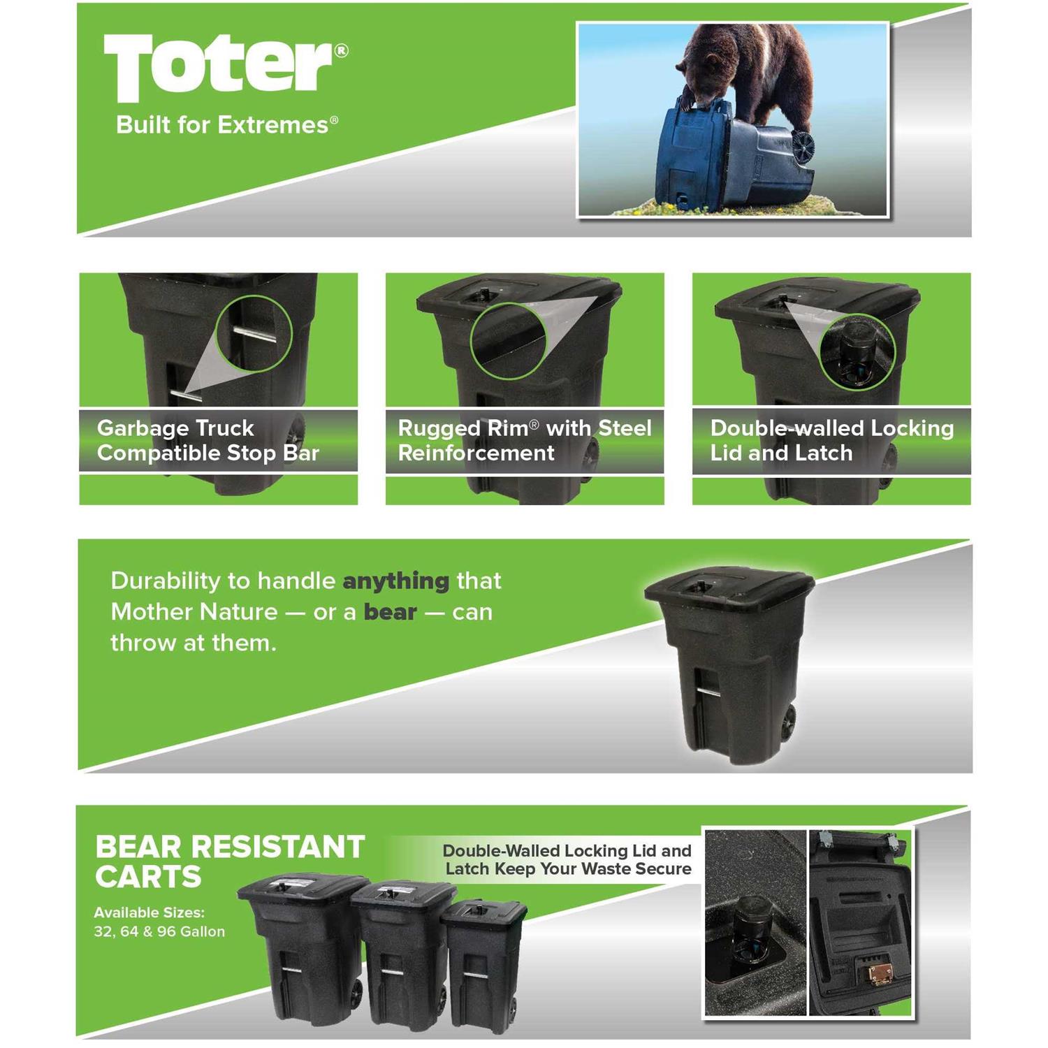 Toter Black Bear-Tight Wheeled Trash Can - Image 5