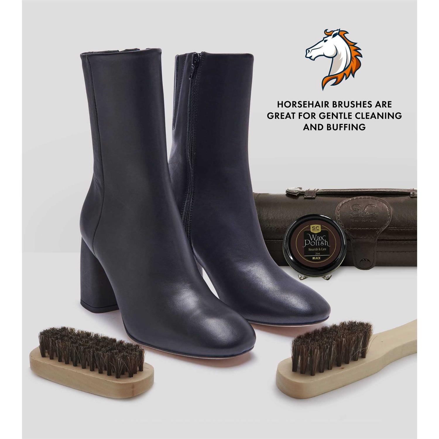 Stone and Clark Stone & Clark 12PC Shoe Polish & Care Kit Leather Shoe Shine Kit with Brown Wax - Image 2