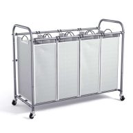 ROMOON 4 Bag Laundry Sorter Cart Laundry Hamper Sorter with Heavy Duty Rolling Wheels for Clothes Storage