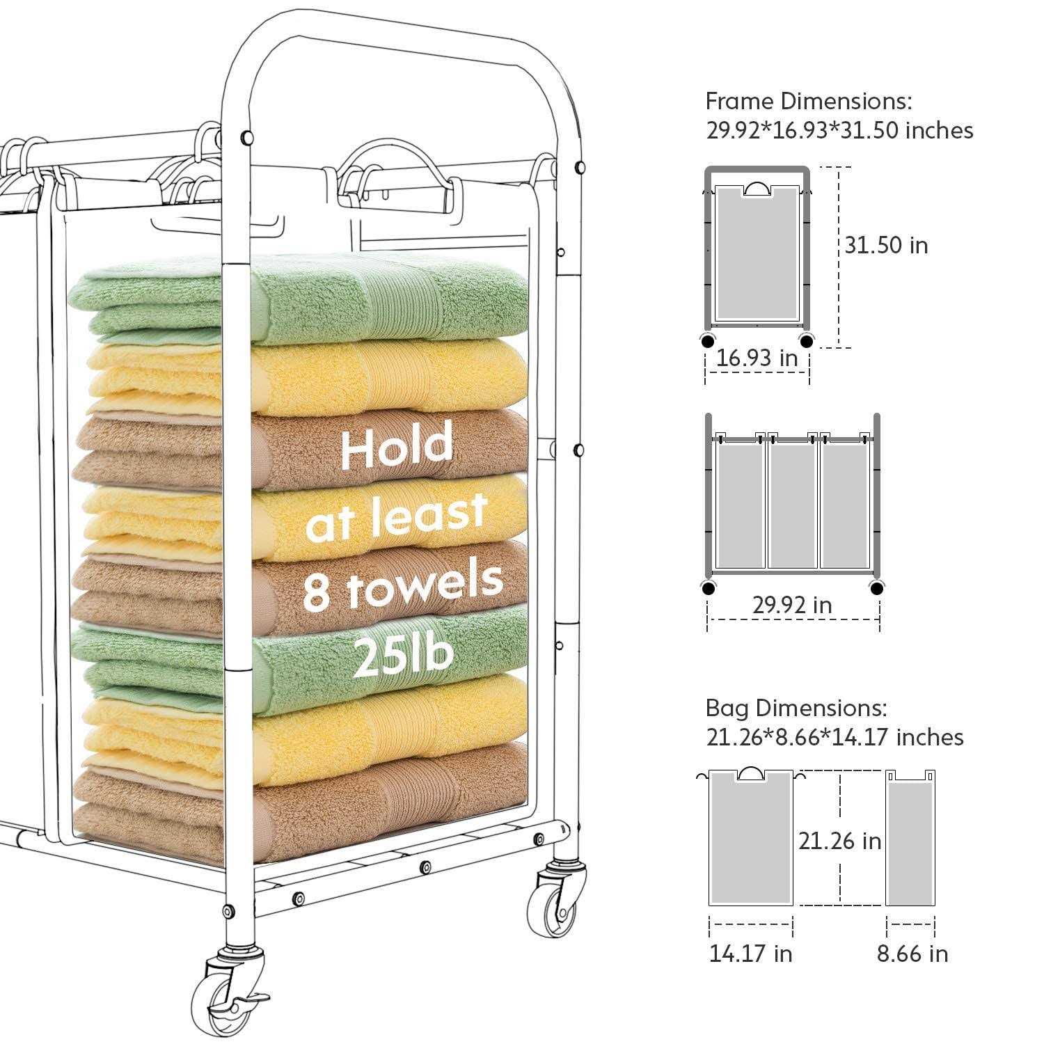 ROMOON 4 Bag Laundry Sorter Cart Laundry Hamper Sorter with Heavy Duty Rolling Wheels for Clothes Storage - Image 4