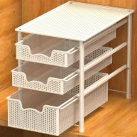 Simple Houseware 3-Tier Stackable Sliding Basket Organizer Drawer