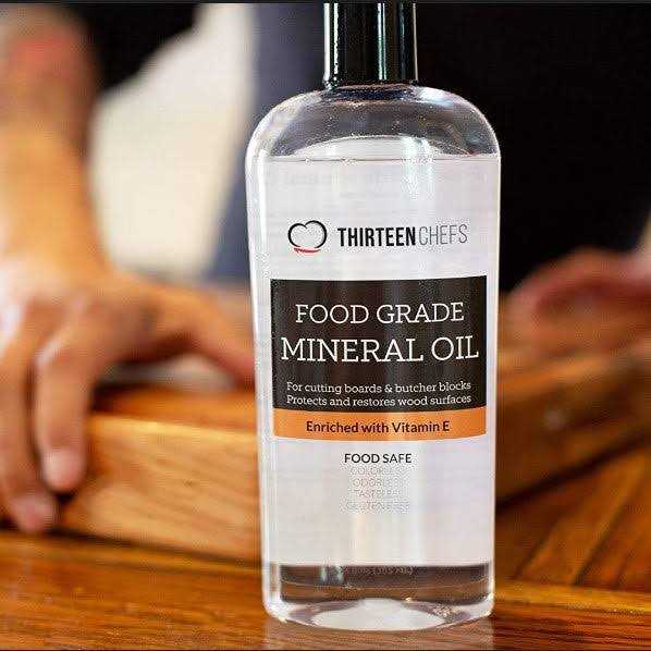 Thirteen Chefs Mineral Oil 12oz Food Grade Conditioner For Wood Cutting Board Countertop & Butcher Block Lubricant For Knife Or Meat Grinder - Image 4