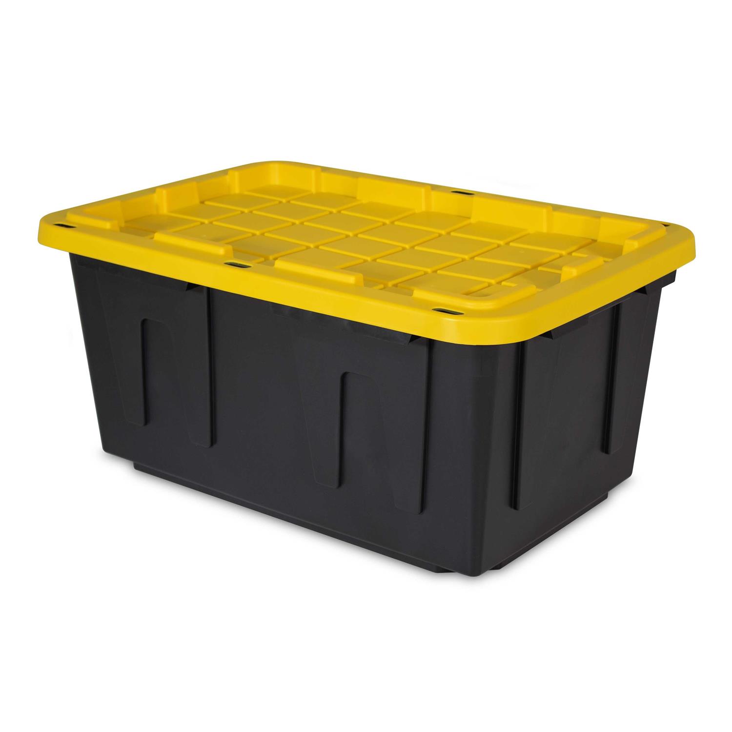 Tough Box 40 Gallon Black Storage Tote with Yellow Lid 40GTBXLTCB