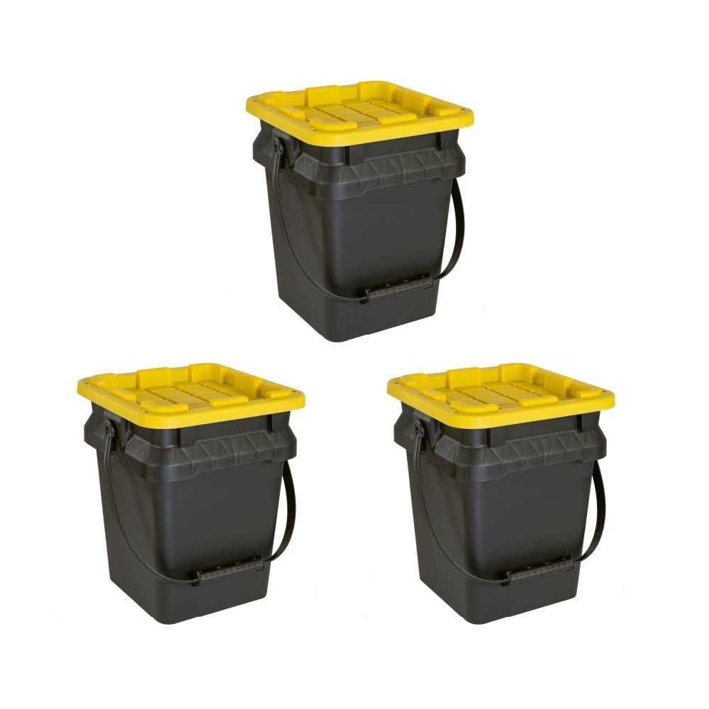 Tough Box 5 Gallon Black Bucket with Yellow Lid 5GTBXBKTBY