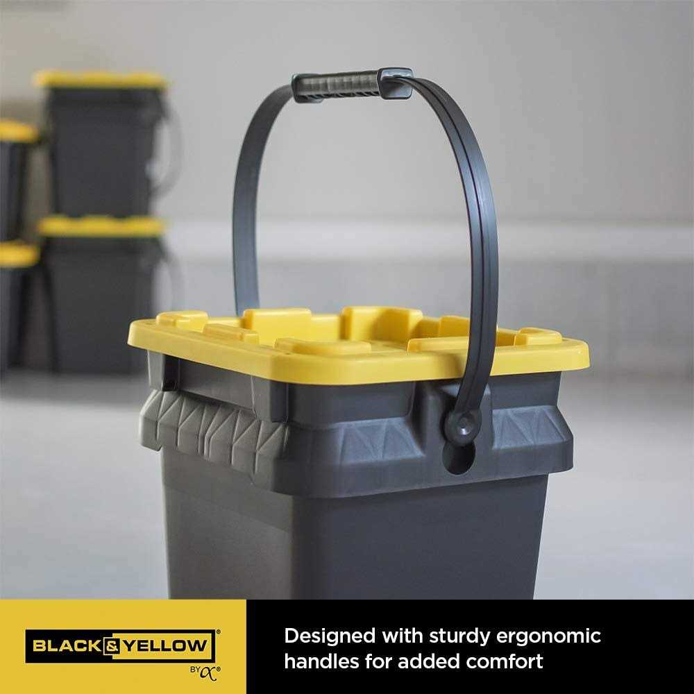 Tough Box 5 Gallon Black Bucket with Yellow Lid 5GTBXBKTBY - Image 5