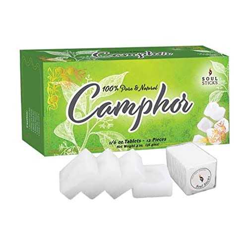 Soul Sticks Camphor Tablets Premium Quality Refined Camphor Blocks 100% Natural for Aromatherapy