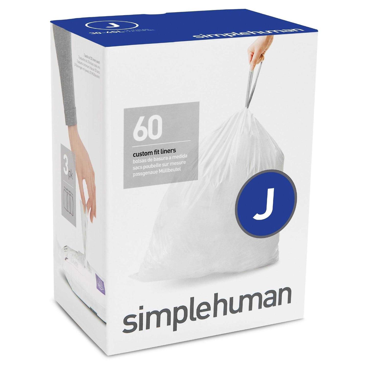 simplehuman Code J Custom Fit Drawstring Trash Bags in Dispenser Packs