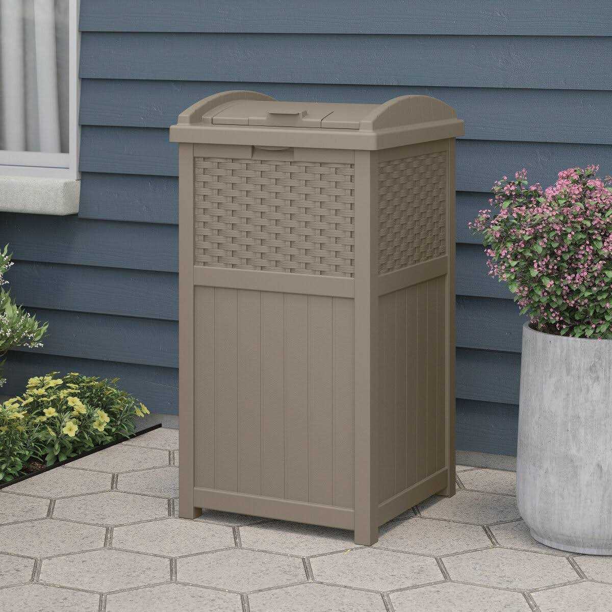 Suncast Outdoor Hideaway Trash Can Bin - Image 2
