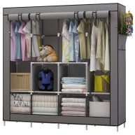 UDEAR Portable Wardrobe Closet Clothes Organizer Fabric Cover with 6 Storage Shelves, 2 Hanging Sections and 4 Side Pockets