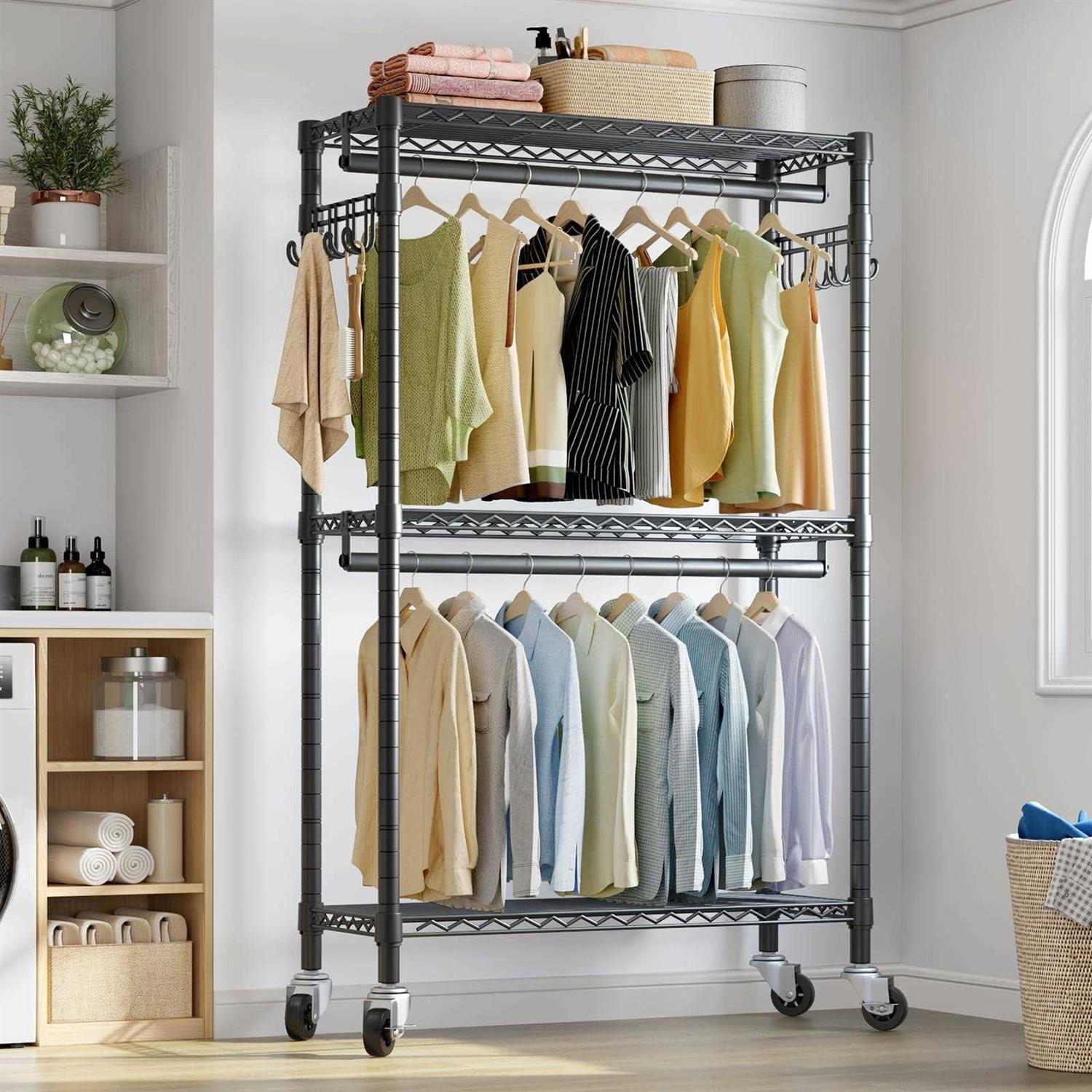 VIPEK V12 Heavy Duty Rolling Garment Rack 3 Tiers Clothes Rack - Image 2