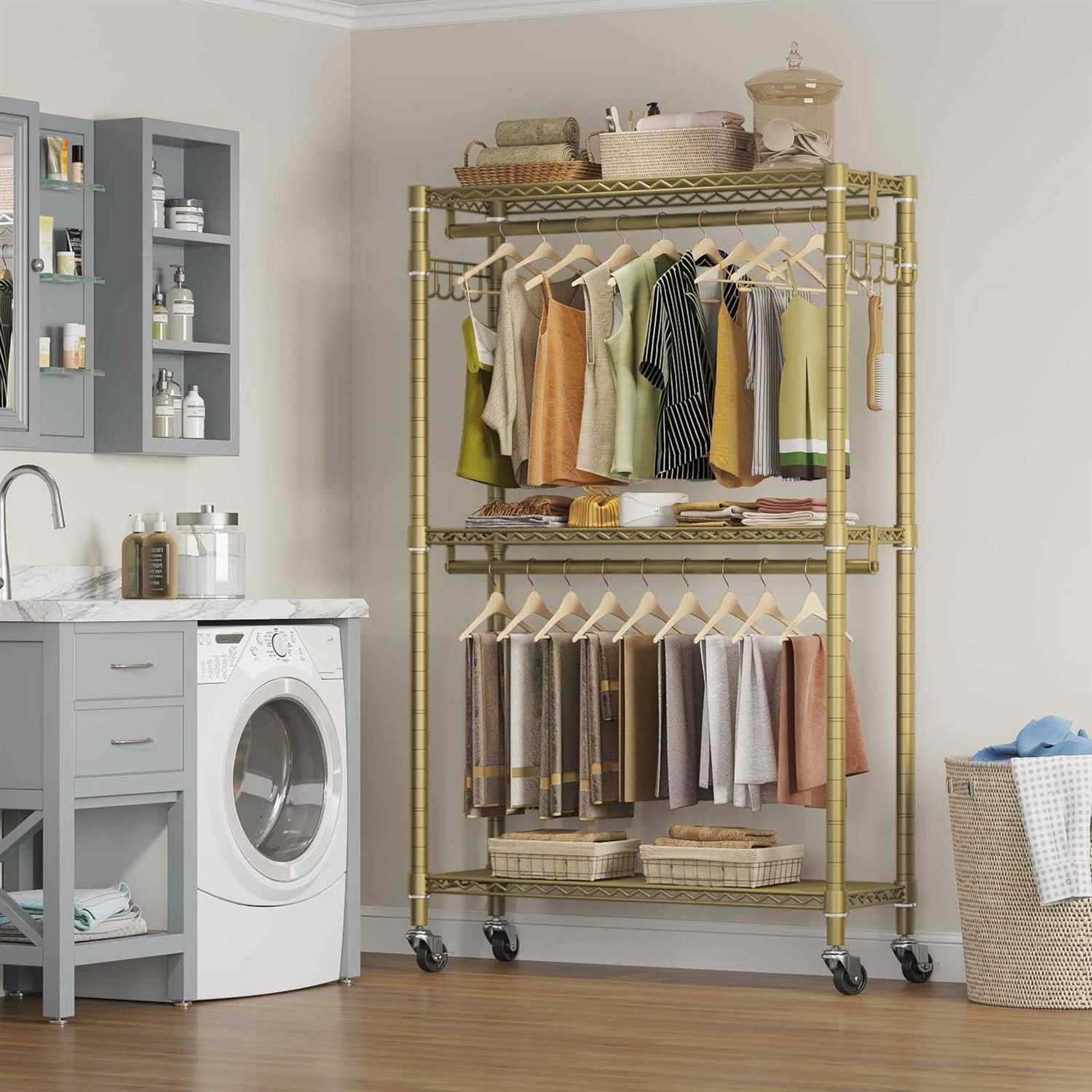 VIPEK V12 Heavy Duty Rolling Garment Rack 3 Tiers Clothes Rack - Image 4