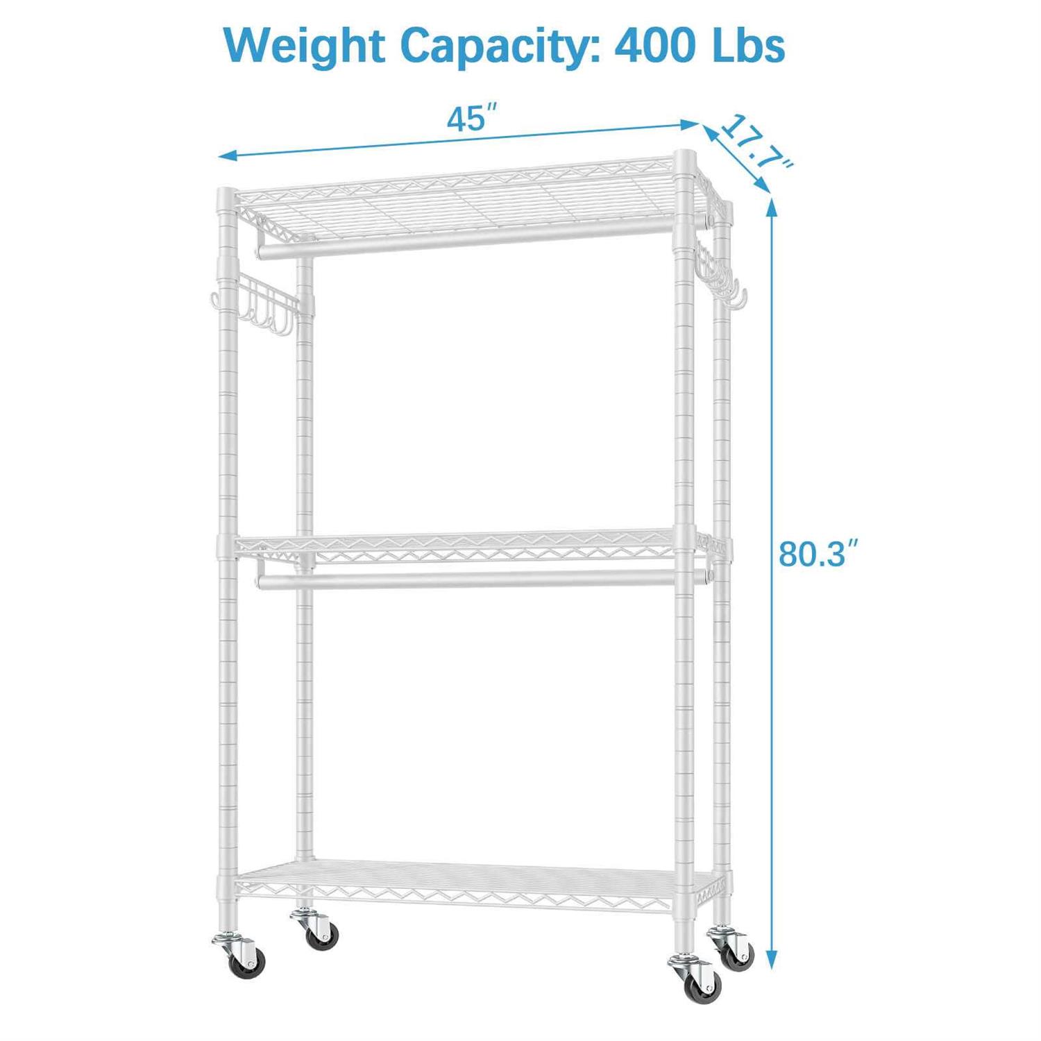 VIPEK V12 Heavy Duty Rolling Garment Rack 3 Tiers Clothes Rack - Image 5