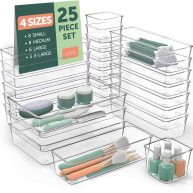 Ruboxa Clear Drawer Organizer, Plastic Organizers for Home Organization and Storage