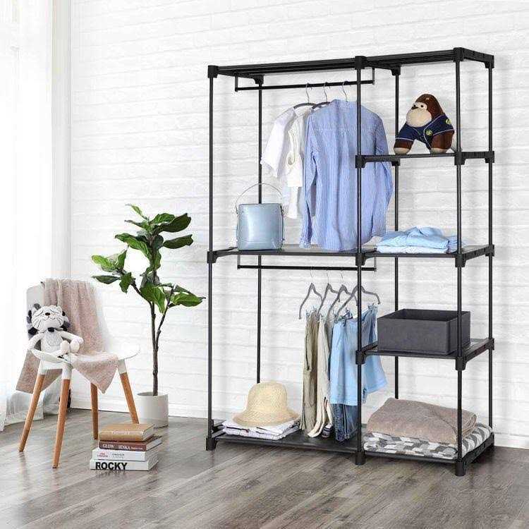 SONGMICS Freestanding Closet Organizer Portable Wardrobe with Hanging Rods - Image 2