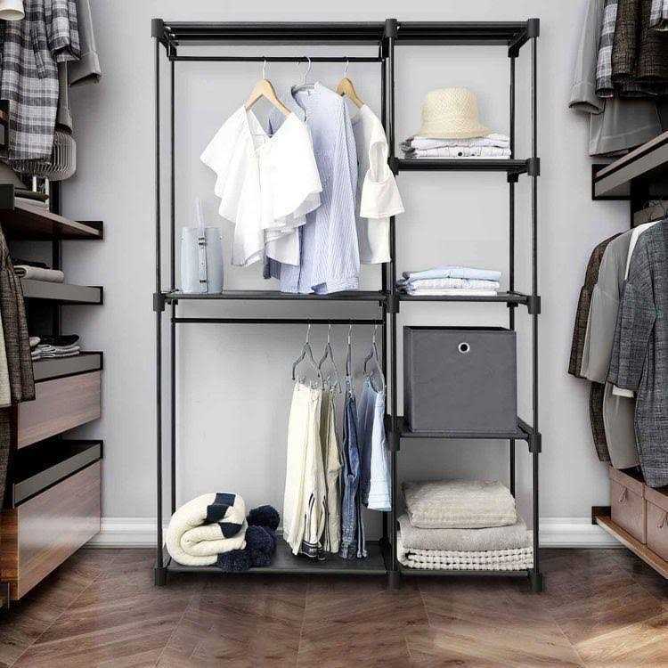 SONGMICS Freestanding Closet Organizer Portable Wardrobe with Hanging Rods - Image 5