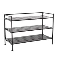 Seville Classics 3-Tier Stackable Interlock 12-Pair Resin Slat Sturdy Metal Frame Shoe Storage Rack Organizer
