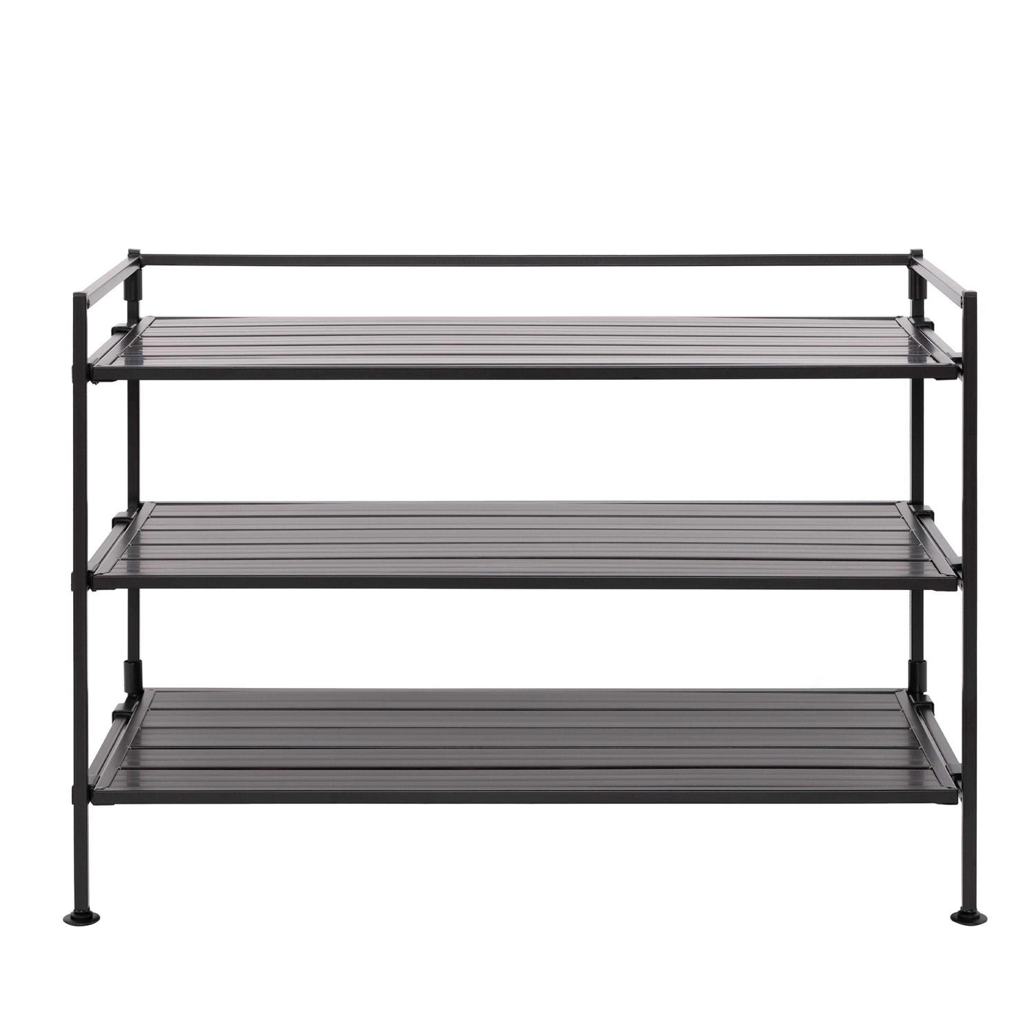 Seville Classics 3-Tier Stackable Interlock 12-Pair Resin Slat Sturdy Metal Frame Shoe Storage Rack Organizer - Image 2