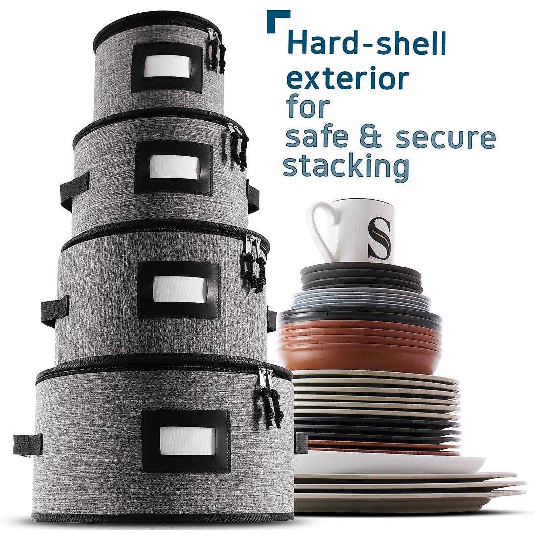Storagebud 4 Piece Hard Shell Fine China Dinnerware Plates Storage - Image 4