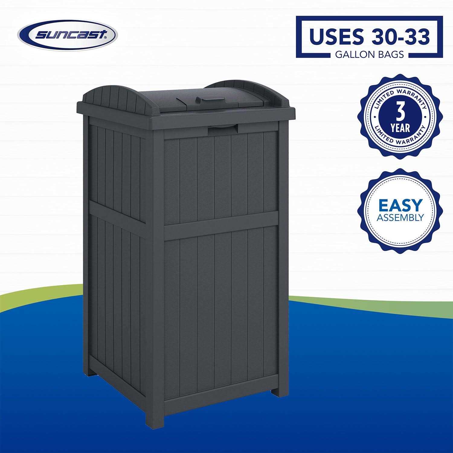Suncast 30 Gallon Hideaway Trash Waste Outdoor - Image 4
