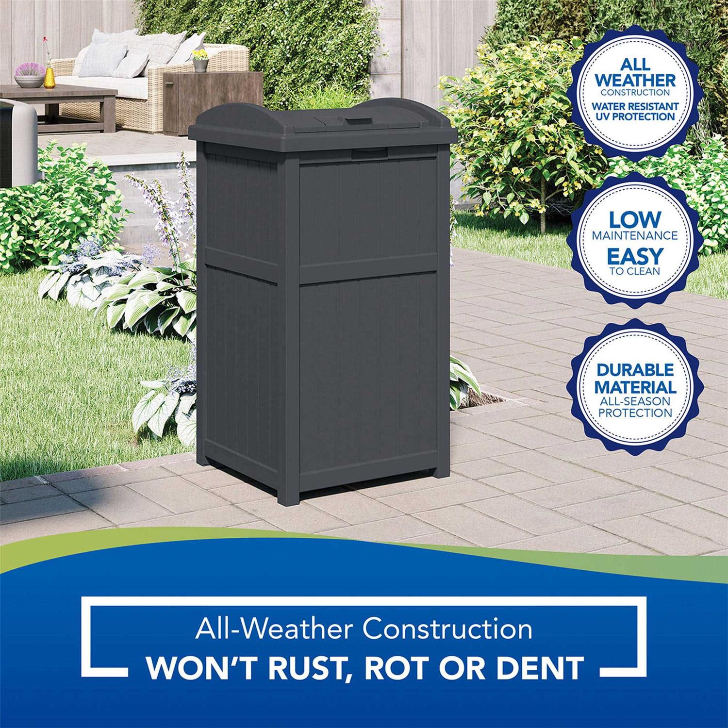 Suncast 30 Gallon Hideaway Trash Waste Outdoor - Image 2