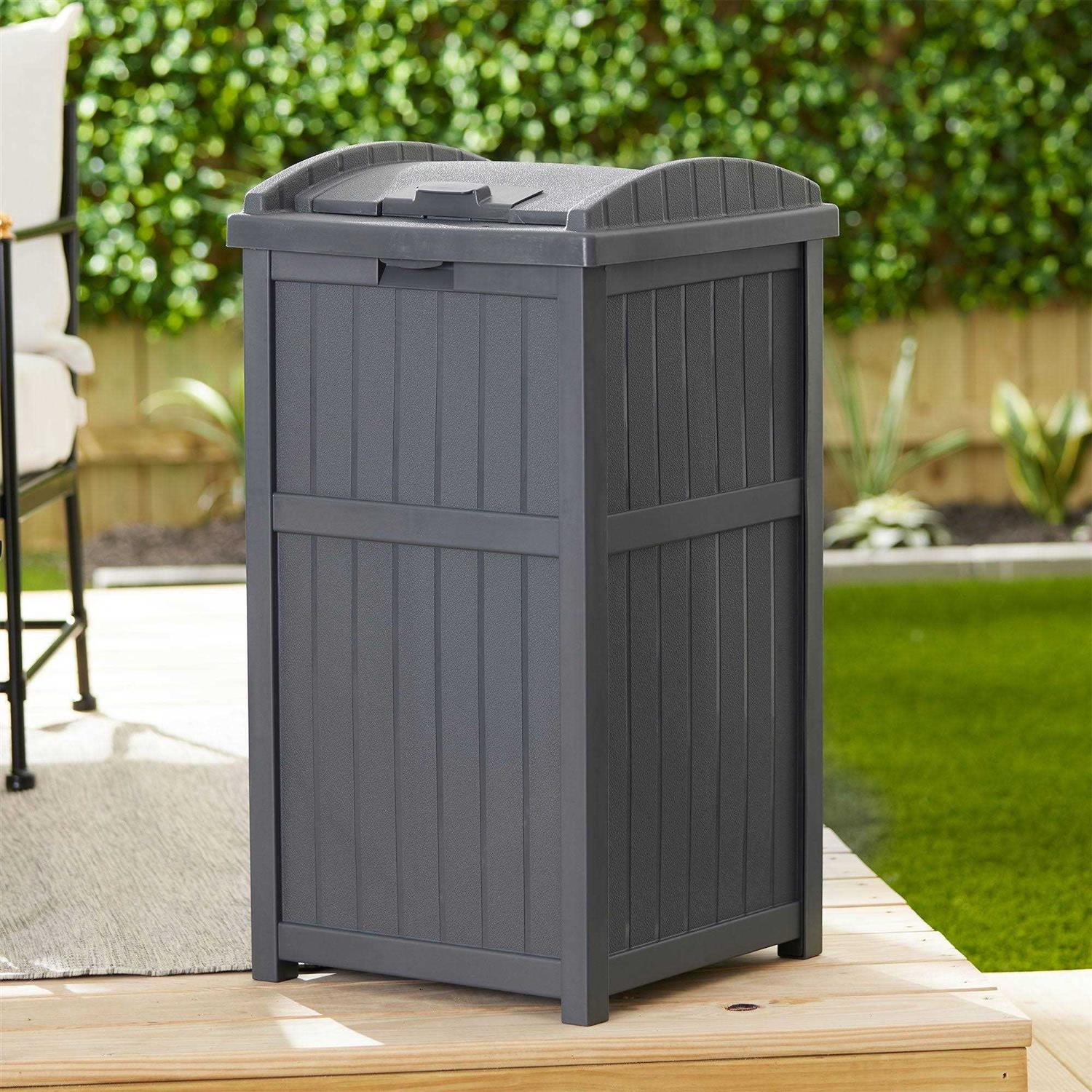 Suncast 30 Gallon Hideaway Trash Waste Outdoor - Image 4